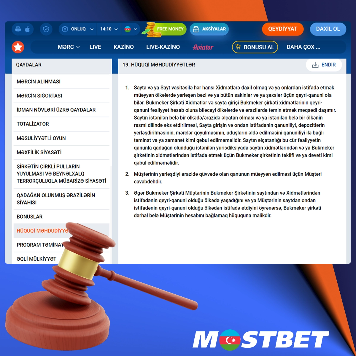 Mostbet-in Azərbaycanda qanuniliyi